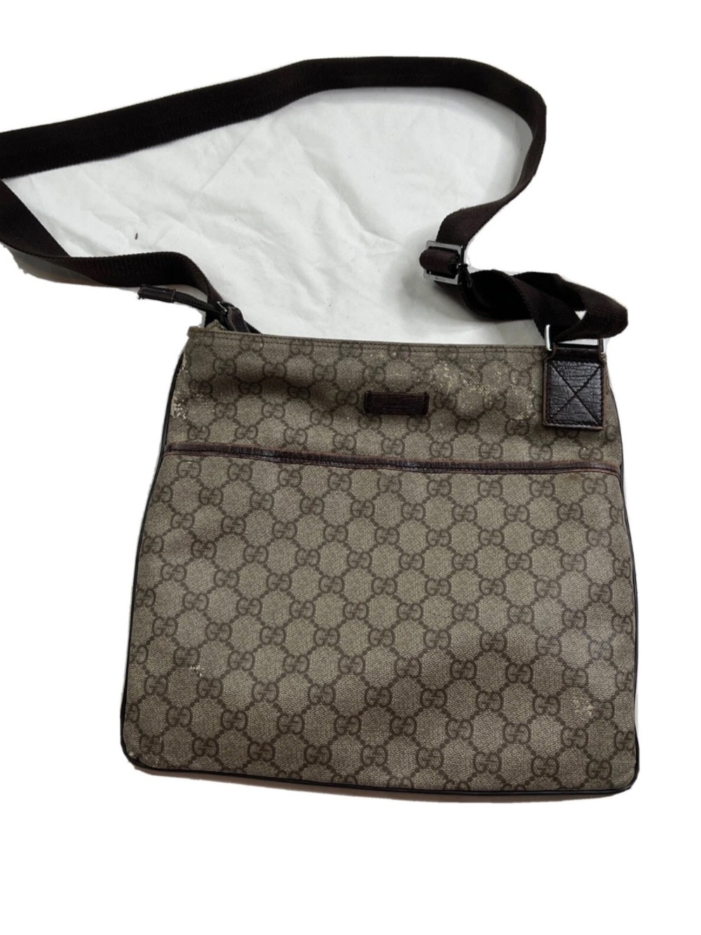 Auth Gucci Shoulder Bag Logo Crossbody Brown PVC Unisex(peeling in many places)